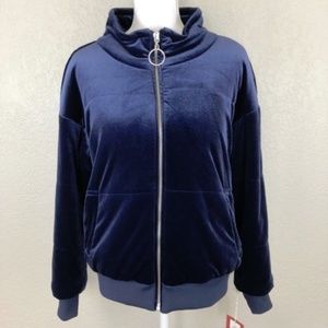 Mossimo Velvet Puffer Jacket Navy Blue Coat Warm